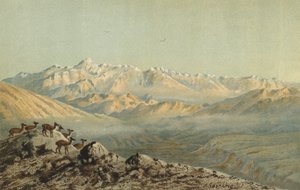 A cordilheira do Aconcagua na fronteira da Argentina e do Chile nos Andes
